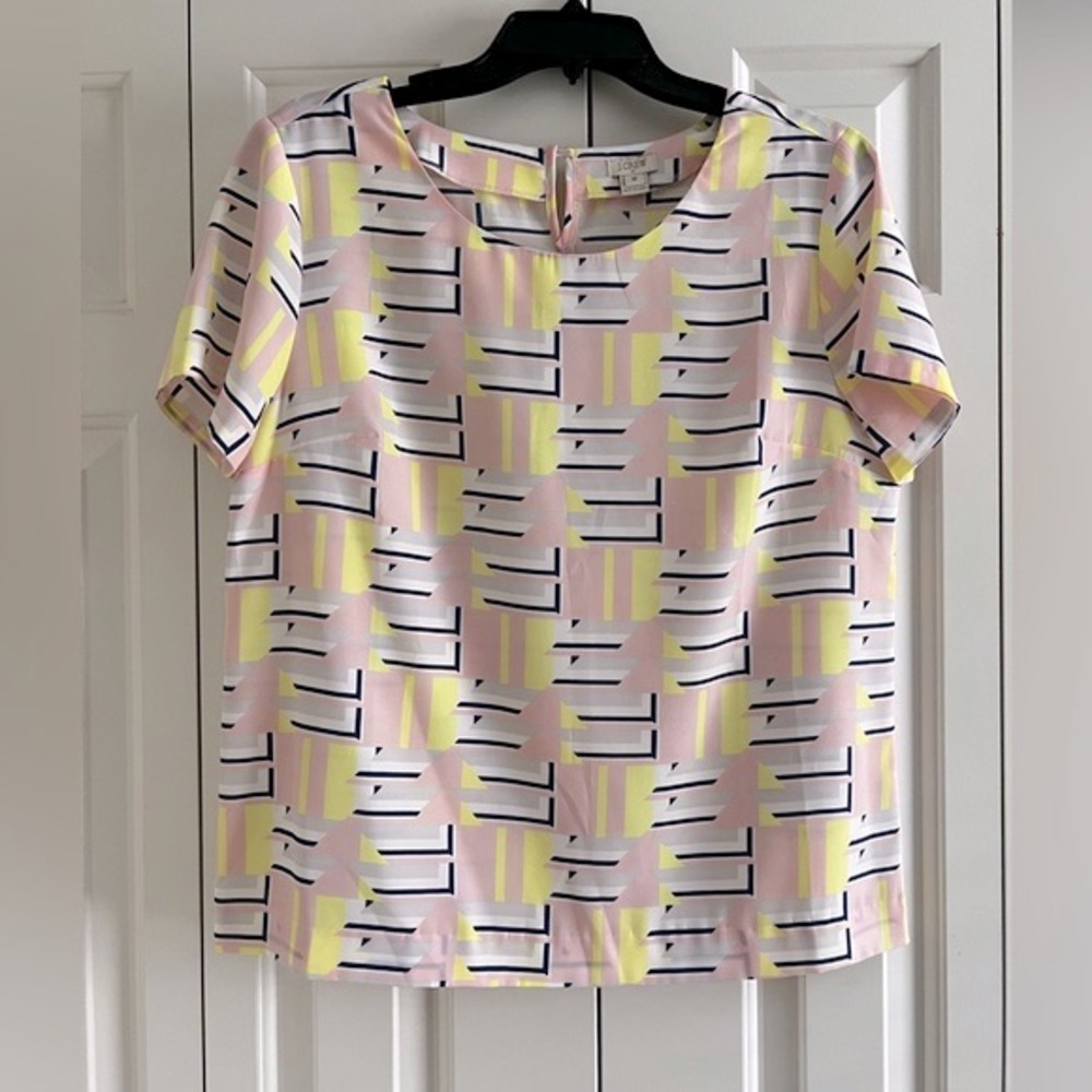 J Crew Factory Pink and Blue Blouse Size Medium